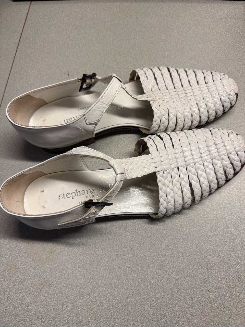 White Woven Leather Sandals